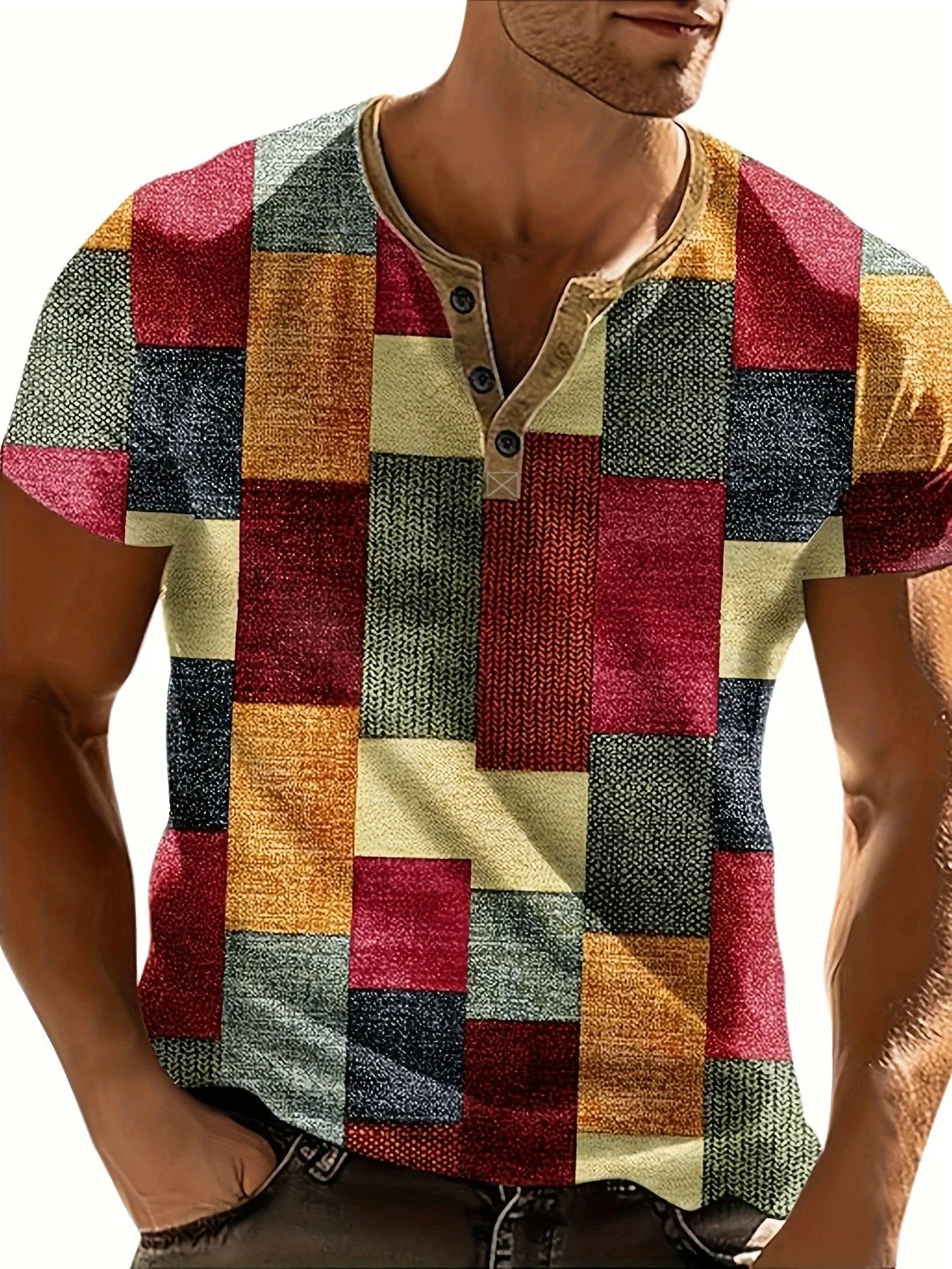 PATCHWORK | Effortlessly Stylish Henley Shirt