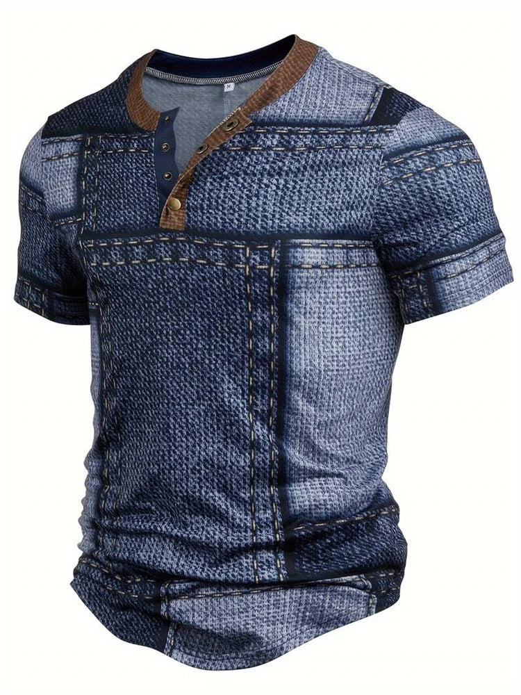 CHARACTER | Unique Patchwork Henley Shirt