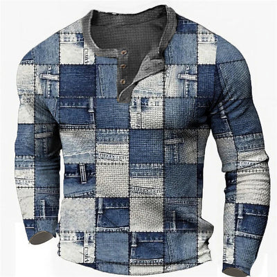 VIVID | Elegant Color Block Henley Shirt