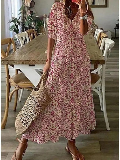 Dianna™ - Boho Mave Dækkende Kjole